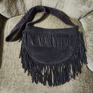 Black Suede Fringe Purse